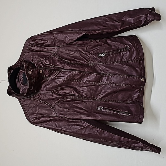 RD Style Merlot color Vegan Leather Zip Up Jacket Women’s Size Large - Picture 6 of 12